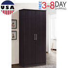 2 Door Wardrobe Closet Organizers W/ 4 Shelves Any Room Durable Engineered Wood
