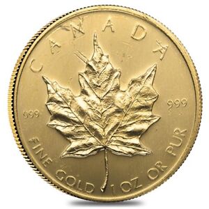 1 oz Canadian Gold Maple Leaf Coin (Random Year, Abrasions)