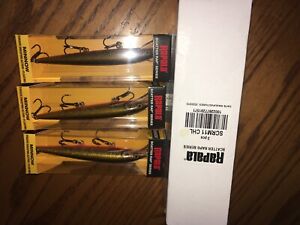 RAPALA SCATTER RAP MINNOW 11's==3 LIVE CHAR COLORED FISHING LURES