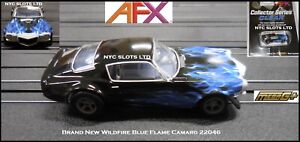 AFX Wildfire Camaro Blue & White Flame Mega G + Also Fits Auto World 22046