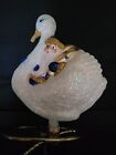 2000 Patricia Breen Swan Boat Santa Cobalt Pearl Clip On Ornament
