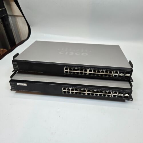 Lot of 2 Cisco SF500-24P 24-Port 10/100 POE Stackable Managed Switch