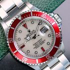 ROLEX SUBMARINER DATE MENS WATCH STEEL WHITE DIAL RED INSERT OYSTER 40MM 16610
