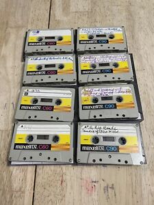 Lot of 8 Used Maxell (4 LN C90 + 4 LN C60) Min Cassette Tapes Sold As Blank