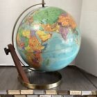 Vintage MCM Art Deco REPLOGLE Stereo Globe Relief 12” Metal And Wood Stand USA