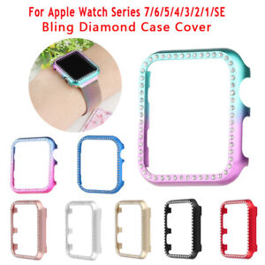 For Apple Watch 7 6 5 4 8 45/41/38/45/42MM Bling Diamond Metal Bumper Cover Case