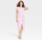 Women's Short Sleeve Tie-Front Wrap Dress - A New Day - Pink- Various Sizes