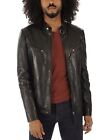 Men's Leather Jacket 100% Real Lambskin Motorcycle Vintage Coat FREE SHIP Z530