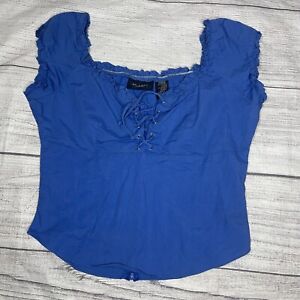 At Last Juniors Small Stretch Y2K Blue Summer Milkmaid Top