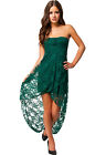 Knee Length Bandeau Lace Night Club Evening Dress Green Medium
