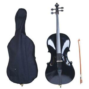 New 4/4 Size Professional Basswood Black Color Cello +Bag+Bow+Rosin+Bridge