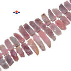 Madagascar Rose Quartz Graduated Slab Stick Points Beads 10x25-12x45mm 15.5