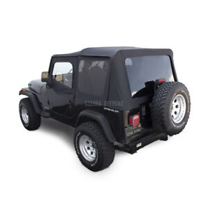Jeep Wrangler YJ Soft Top, 88-95, Upper Doors, Tinted Windows, Black Sailcloth (For: 1993 Jeep Wrangler)
