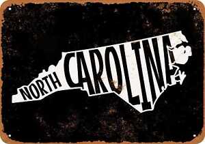 Metal Sign - North Carolina State 6 (BLACK) -- Vintage Look