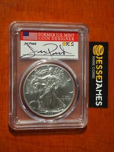2020 W BURNISHED SILVER EAGLE PCGS SP70 JIM PEED SIGNED FIRST DAY OF ISSUE FLAG