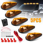 5Pcs Amber Teardrop 9LED Cab Marker Lights Front Top Clearance Roof Running Lamp