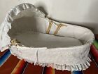 Vintage 1950s Wicker Moses Baby Bassinet Basket With Covers & Pad