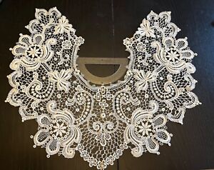 ANTIQUE VICTORIAN LARGE BRUSSELS LACE COLLAR FOR DRESS - GORGEOUS !