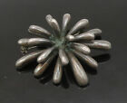 925 Sterling Silver - Vintage Dark Tone Shiny Flower Motif Brooch Pin - BP8950