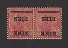 India KGV 1921 NINE PIES on 1a OVERPRINT INVERTED MH pair