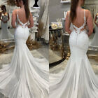 Mermaid Chiffon Wedding Dresses Spaghetti Strap Deep V Neck Backless Bridal Gown