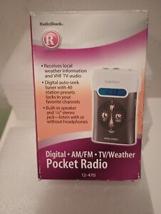 Radio Shack 12-470 Pocket Radio Digital AM/FM WEATHER TV Audio Radio BRAND NEW