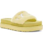 Ugg Australia Laton Fur Slides Yellow Platform Sandals Uggs Slippers 7 DEFECT