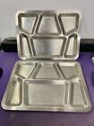 Lot Of 2 WW2 US Army US Navy Stainless Steel Mess Hall Galley Meal Trays USN