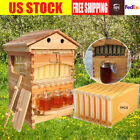Upgraded 7 Auto Flowing Honey Frame +Wooden Bee Hive House Comb Beehive Box Kit