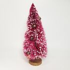 Hot Pink Flocked 8” Bottle Brush Tree Christmas Mercury Glass Bead Japan Vtg