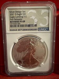 2021 S REVERSE PROOF SILVER EAGLE NGC PF69 T2 ONE COIN FROM THE DESIGNER SET