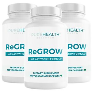 ReGrow Hair Growth Vitamins with Biotin, Hair Supplement, PureHealth Research x3