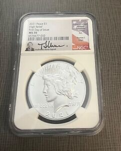 2021 Peace $1 Silver Dollar High Relief NGC MS70 First Day of Issue FDOI