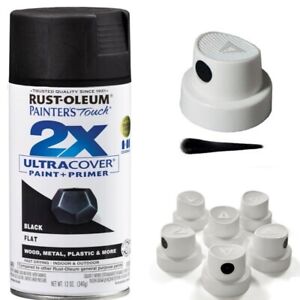 5 Spray Paint Caps for Rust-Oleum 2X Ultra Cover Spray Paint - Matte Flat Black