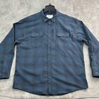 Poncho Shirt Mens XL Blue Plaid Button Down Flannel Magnetic Pockets Regular