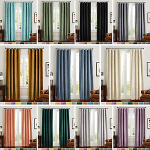 Thermal Insulated Velvet Window Curtains Rod Pocket Blackout Drapes 2 Panels