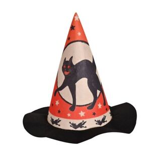 Vintage Style Halloween Felt Witch Hat  Black & Orange