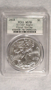 2018 PCGS MS70 PERFECT GEM UNCIRCULATED SILVER EAGLE $1 COIN!