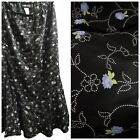 Womens Sag Harbor Sz 8 Black Light Blue Floral Print Long Skirt Elastic Waist