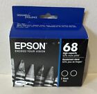 2 New Factory Sealed Genuine Epson 68 Black Inkjet Cartridges (DUAL PACK) 04/24