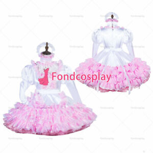 Sissy girl Maid Satin Lockable Dress cosplay Costume Tailor-made