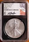 2021- W $1 BURNISHED Silver Eagle Type 2  MS 70 1ST DAY OF ISSUE GAUDIOSO signed