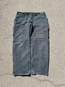 Carhartt Double Knee Pants Size 44 X 32 Vintage USA Made Black Carpenter Pants