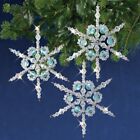 Nostalgic Christmas Beaded Crystal Ornament Kit Shimmer Snowflakes makes 3