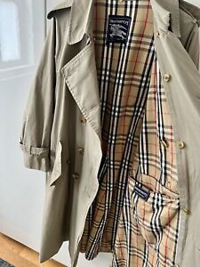 Burberrys Vintage Burberry Mens Tan Trench Coat Nova Check Size 44 Belted Cuffs