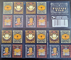 US # 5615-5618 WESTERN WEAR (2021) - Booklet Pane of 20 Forever Stamps
