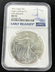 2021 W American Silver Eagle Landing T-2 Early Releases NGC Graded MS 70!