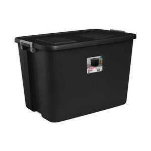 32 Gallon Latch Plastic Tote Box Storage Container Stackable with Lid Black