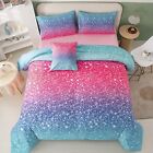 Girls Comforter Set Twin Size 6 Piece Bed in a Bag 3D Colorful Rainbow Bedding