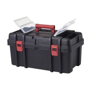 22-inch Toolbox, Plastic Tool and Hardware Storage, Black